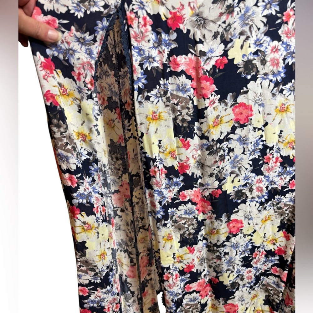 Ina 1X Multicolor Floral Maxi Skirt Double Front Side Slits Plus Size NWOT - Picture 4 of 8